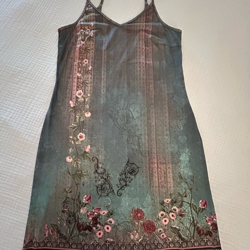 Printed Floral Embroidered Slip Dress